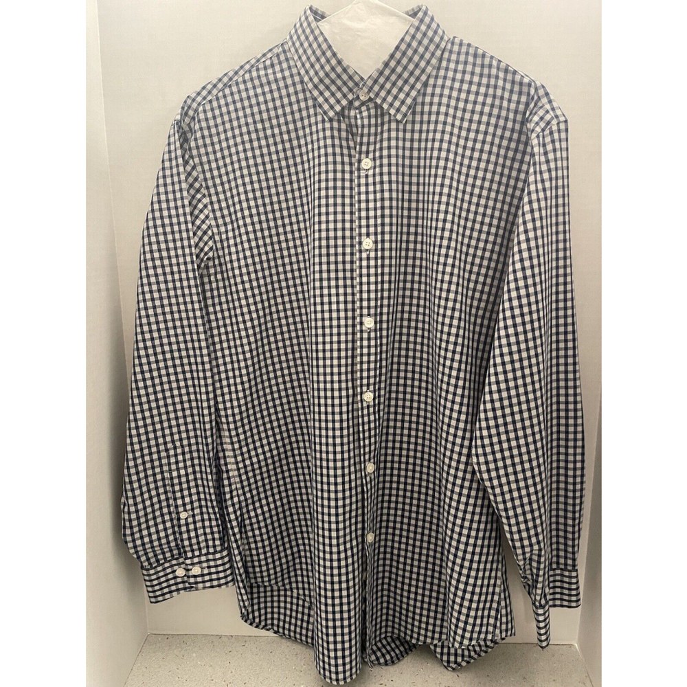 Esquire Mens Long Sleeve Button Down Performance Slim Fit Sz 16 (32/33)Plaid